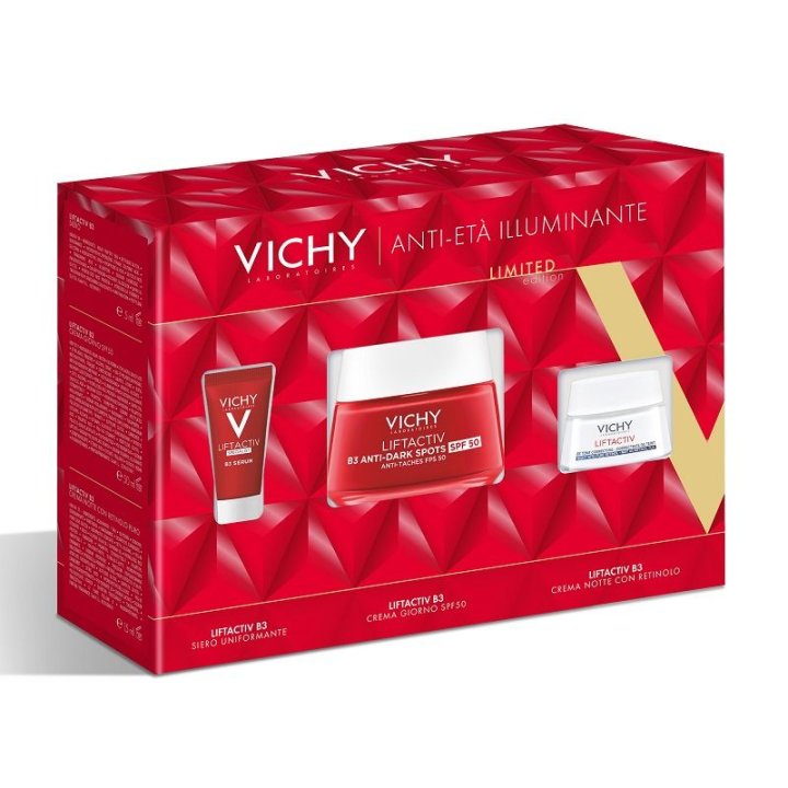 Vichy Cofanetto Natale 2024 Liftactiv B3 Anti-macchie Siero - 5ml + Liftactiv B3 Anti Dark-Spot SPF 50 Crema Giorno- 50ml + Liftactiv Crema Notte - 15ml 