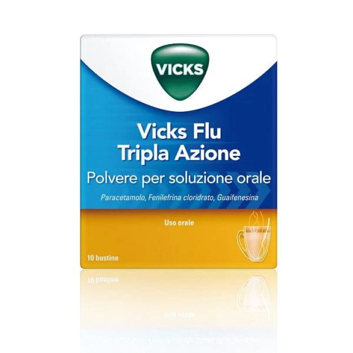 VICKS FLU TRIPLA AZIONE POLVERE PER SOLUZIONE ORALE 10 BUSTE VICKS FLU TRIPLA AZIONE POLVERE PER SOLUZIONE ORALE 10 BUSTE