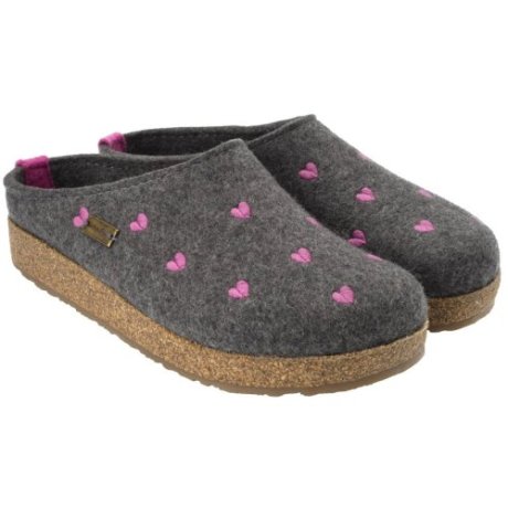 Clogs Haflinger Grizzly Cuoricini Anthrazit Wollfilz 42