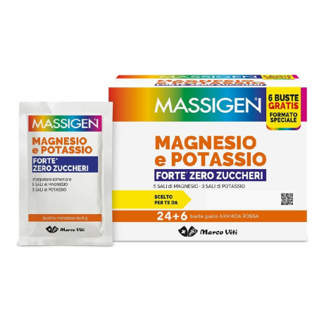 Massigen Magnesio e Potassio Forte Zero Zuccheri 30 bustine - Integratore edizione speciale 2025
