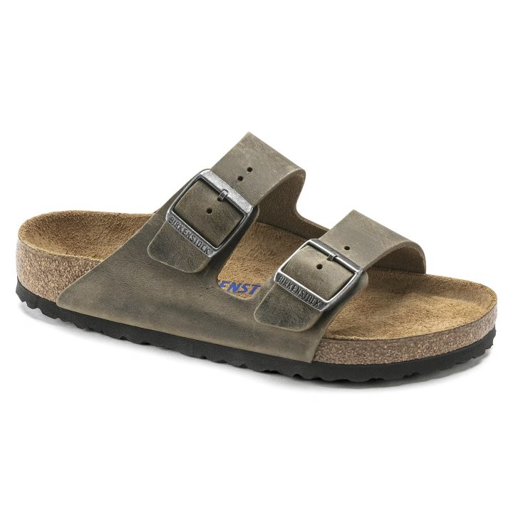 Birkenstock Arizona Pelle oliata in Faded Khaki 41