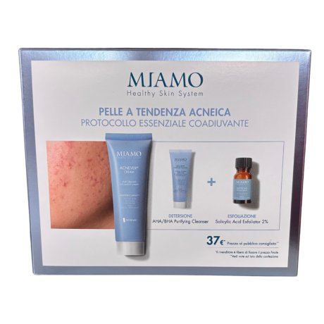 Miamo Protocollo Essenziale Pelle Acneica Acnever Cream - 50ml + AHA/BHA Purifying Cleanser - 50ml + Salicylic Acid Exfoliator - 10ml