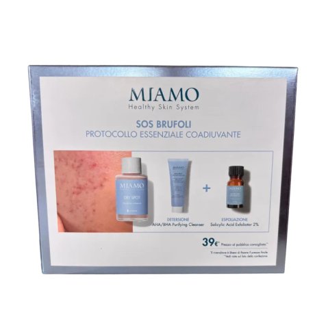 Miamo cofanetto Protocollo Essenziale SOS Brufoli Dry Spot - 30ml + AHA/BHA Purifying Cleanser - 50ml + Salicylic Acid Exfoliator - 10ml