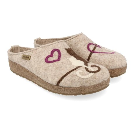 HAFLINGER CLOGS MICINI BEIGEMELIERT WOLLFILZ 37