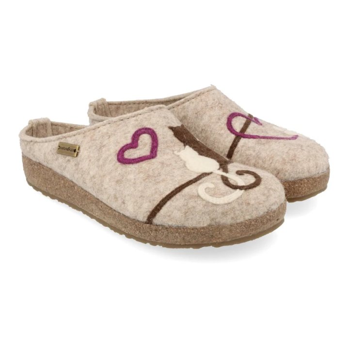 HAFLINGER CLOGS MICINI BEIGEMELIERT WOLLFILZ 38 HAFLINGER CLOGS MICINI BEIGEMELIERT WOLLFILZ 38