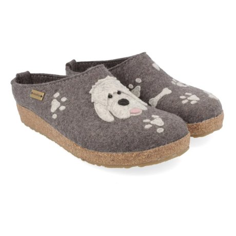 HAFLINGER CLOGS DOODLE ANTHRAZIT WOLLFILZ 37