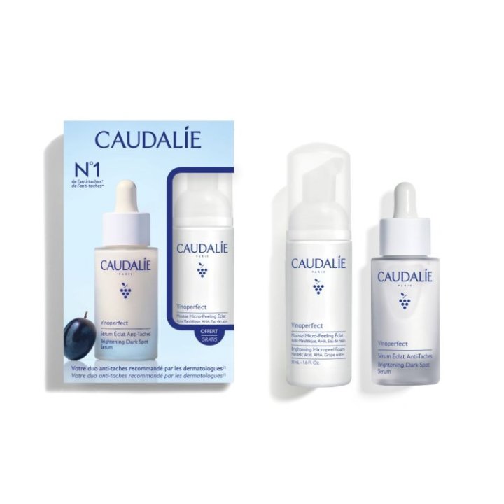 VINOPERFECT COFANETTO CON SIERO ILLUMINANTE ANTIMACCHIE 30 ML + MOUSSE MICRO PEELING ILLUMINANTE 50 ML IN OMAGGIO