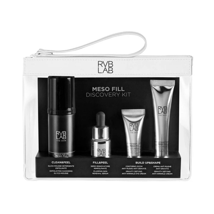 MESOFILL KIT DISCOVERY 1 MOUSSE DETERGENTE MINI 50 ML +1 SIERO MINI 15 ML + 1 CONTORNO OCCHI MINI 5 ML + 1 CREMA VISO MINI 20 ML + 1 POCHETTE