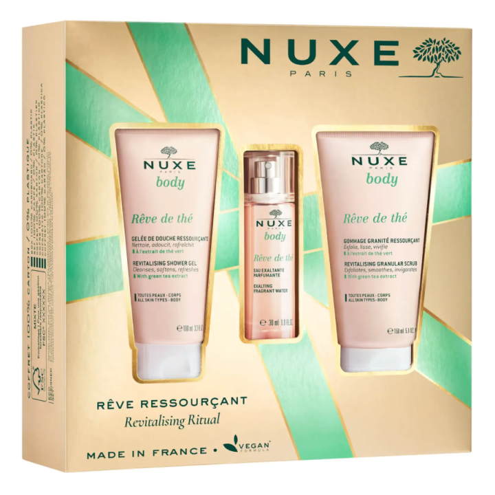 Nuxe Body Reve De Thé - Cofanetto rigenerante corpo - 30ml + Gel Doccia - 100ml + Scrub - 150ml 