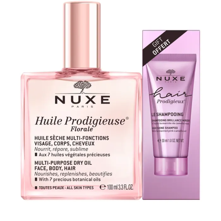 NUXE HUILE PRODIGIEUSE FLORALE 100 ML + HAIR PRODIGIEUX SHAMPOO 30 ML