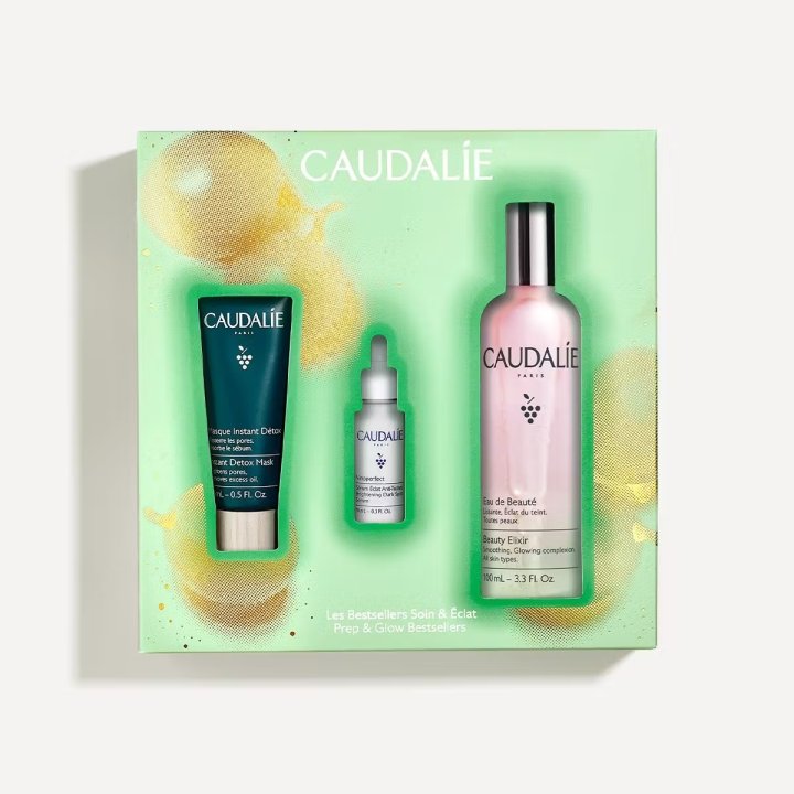 Caudalie cofanetto Natale 2024 Trio Trattamento & Illuminante Acqua di bellezza - 100ml