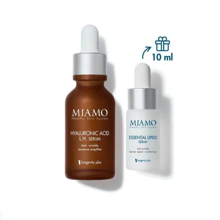 MIAMO COFANETTO 2024 PLUMP&HYDRA 1 RUGHE DI DISIDRATAZIONE HYALURONIC ACID LH SERUM 30 ML + 1 ESSENTIAL LIPIDS 10 ML