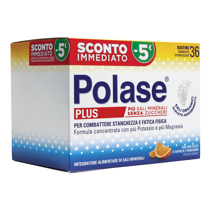 Polase Plus integratore alimentare sali minerali organici magnesio potassio - 36 bustine gusto arancia mandarino