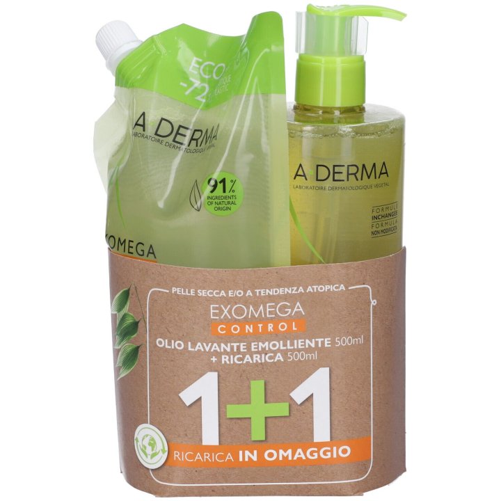 ADERMA EXOMEGA DUO IGIENE ECOPACK 1 RICARICA ADERMA EXOMEGAOLIO 500 ML + 1 ADERMA EXOMEGA CONTROL OLIO 500 ML