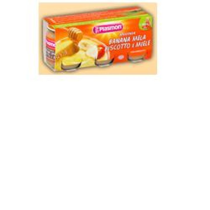 PLASMON OMOGENEIZZATO BANANA/MELA/BISCOTTI/MIELE 120 G X 3 PEZZI