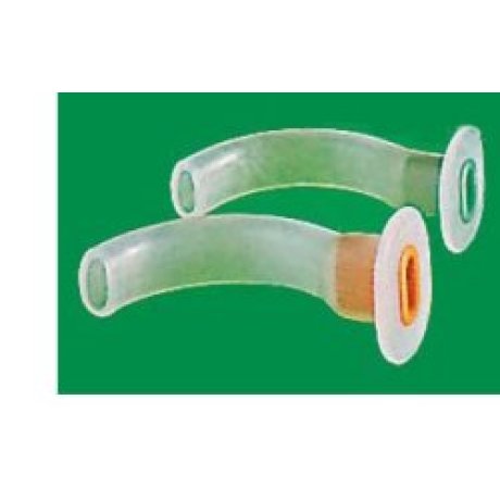 CANNULA DI GUEDEL MISURA 3 UTILIZZATA PER MANTENERE LIBERA LA VIA OROFARINGEA IN PAZIENTI NON COSCIENTI. IL CORRETTO POSIZIONAMENTO MANTIENE LA LINGUA ADERENTE AL PALATO INFERIORE