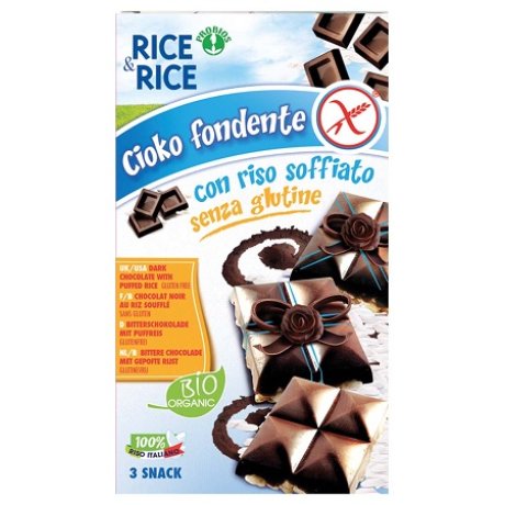 RICE&RICE CIOKO - RISO SOFFIATO E CIOCCOLATO FONDENTE 3 X 25 G SENZA LIEVITO