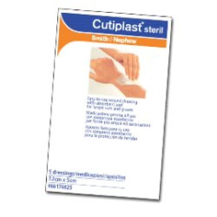 MEDICAZIONE CUTIPLAST STERIL ADESIVA SUPPORTO IN TNT ADESIVO POLIACRILATO IPOLLERGENICO TAMPONE NON ADERENTE 7,2X5 CM 5 PEZZI