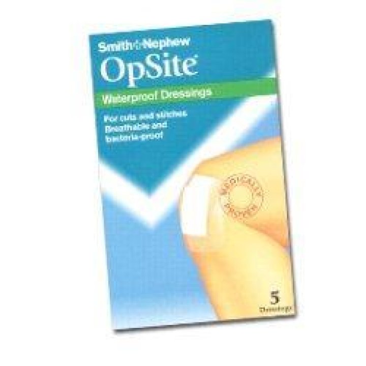 MEDICAZIONE POST OPERATORIA ADESIVA STERILE IN POLIURETANO SEMI PERMEABILE TRASPARENTE CON TAMPONE A BASSA ADERENZA OPSITE POST OP 6,5X5CM 5 PEZZI