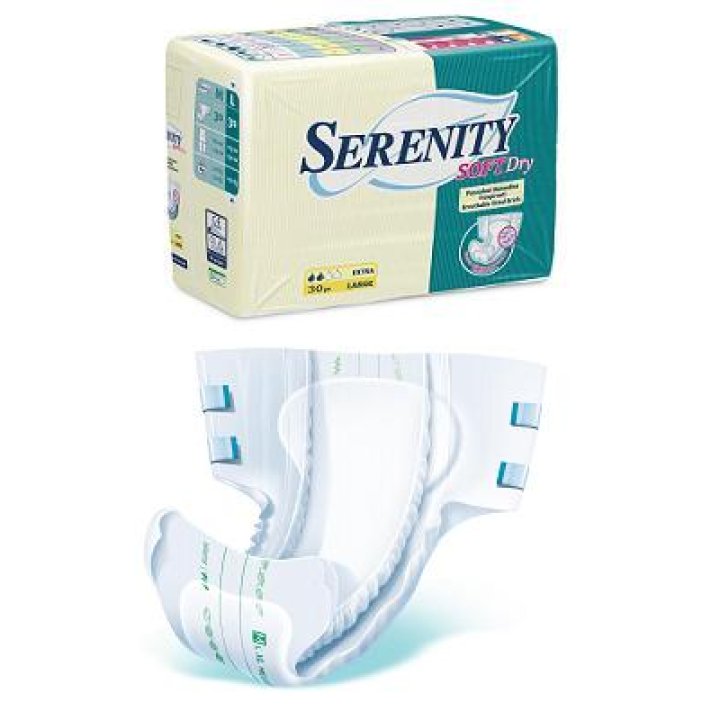 PANNOLONE PER INCONTINENZA SERENITY SOFTDRY FORMATO EXTRA TAGLIA MEDIUM 30 PEZZI