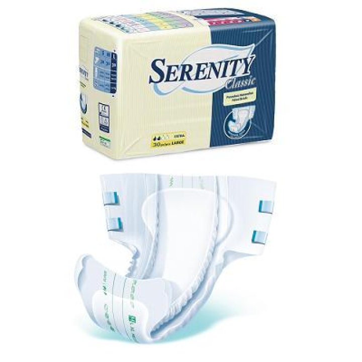 PANNOLONE PER INCONTINENZA A MUTANDINA SERENITY CLASSIC FORMATO SUPER TAGLIA LARGE 30 PEZZI