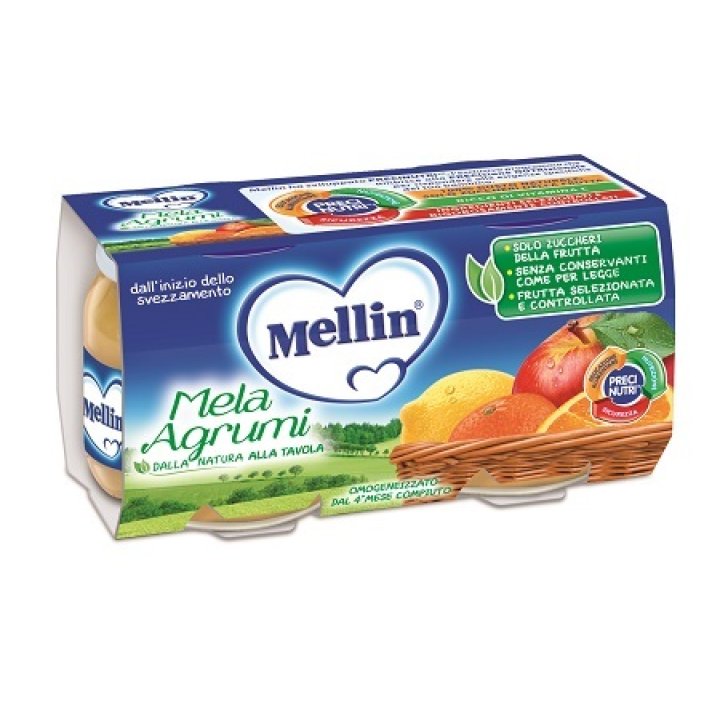 MELLIN OMOGENEIZZATO MELA AGRUMI 100 G 2 PEZZI MELLIN OMOGENEIZZATO MELA AGRUMI 100 G 2 PEZZI