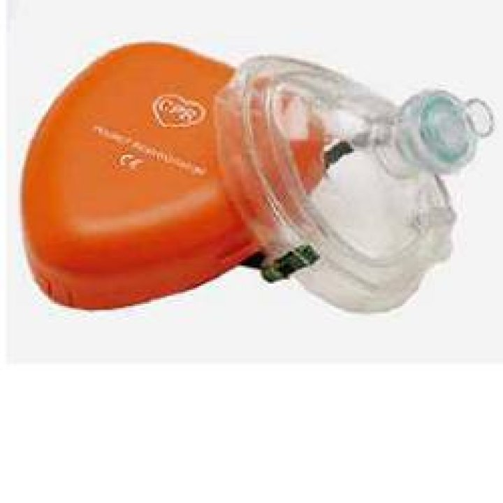 MASCHERINA PER RIANIMAZIONE POCKET MASK CON BORDO PNEUMATICO PER LA RIANIMAZIONE BOCCA A BOCCA CON VALVOLA UNIDIREZIONALE E ATTACCO PER LA CONNESSIONE DELL\'OSSIGENO