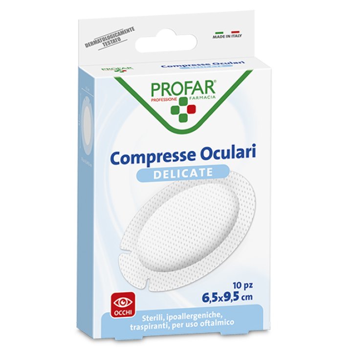 COMPRESSE OCULARI CON GARZA ANTIADERENTE 9,5X6,5 CM 10 PEZZI PROFAR