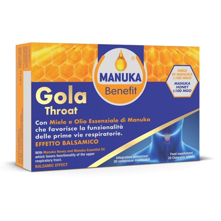 MANUKA BENEFIT LA THROAT 20 COMPRESSE MASTICABILI MANUKA BENEFIT LA THROAT 20 COMPRESSE MASTICABILI