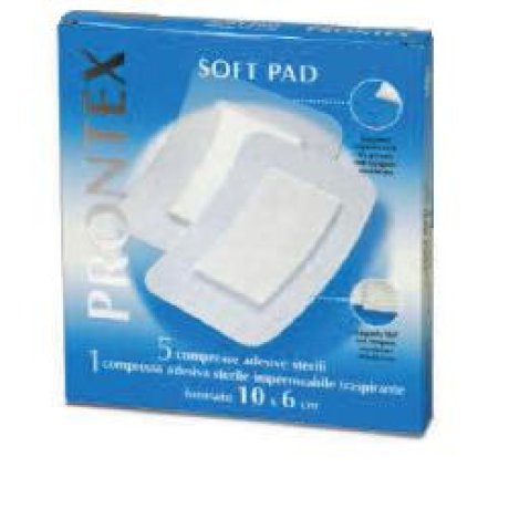 GARZA COMPRESSA PRONTEX SOFT PAD 10X6 CM 6 PEZZI (5 TNT + 1 IMPERMEABILE AQUA PAD)