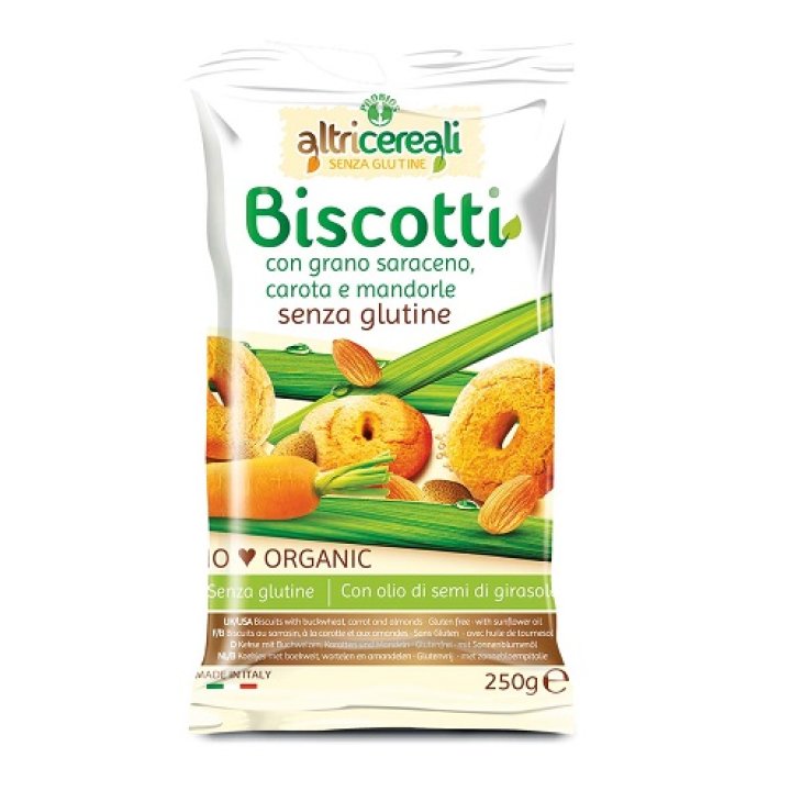 ALTRICEREALI BISCOTTI DI GRANO SARACENO CON CAROTA E MANDORLE BIO 250 G