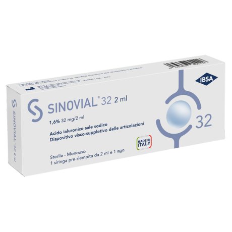 SIRINGA INTRA-ARTICOLARE SINOVIAL 32 ACIDO IALURONICO 1,6% 32 MG/2 ML 1 FS + A GAUGE 21 1 PEZZO