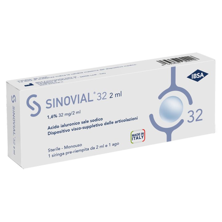 SIRINGA INTRA-ARTICOLARE SINOVIAL 32 ACIDO IALURONICO 1,6% 32 MG/2 ML 1 FS + A GAUGE 21 1 PEZZO