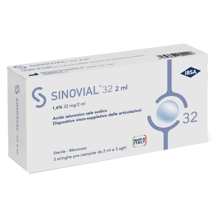 SIRINGA INTRA-ARTICOLARE SINOVIAL 32 ACIDO IALURONICO 1,6% 32 MG/2 ML 1 FS + A GAUGE 21 3 PEZZI