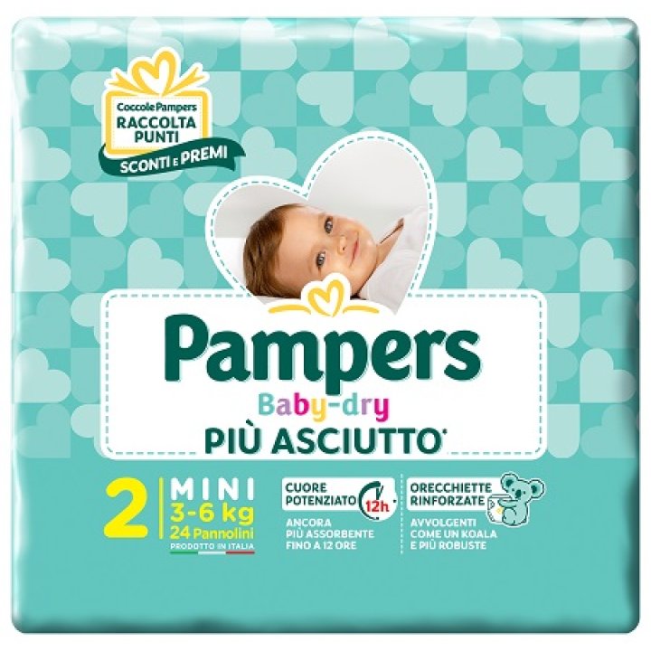 PANNOLINI PER BAMBINI PAMPERS BABY DRY DOWNCOUNT NO FLASH MINI 24 PEZZI BUONO SCONTO