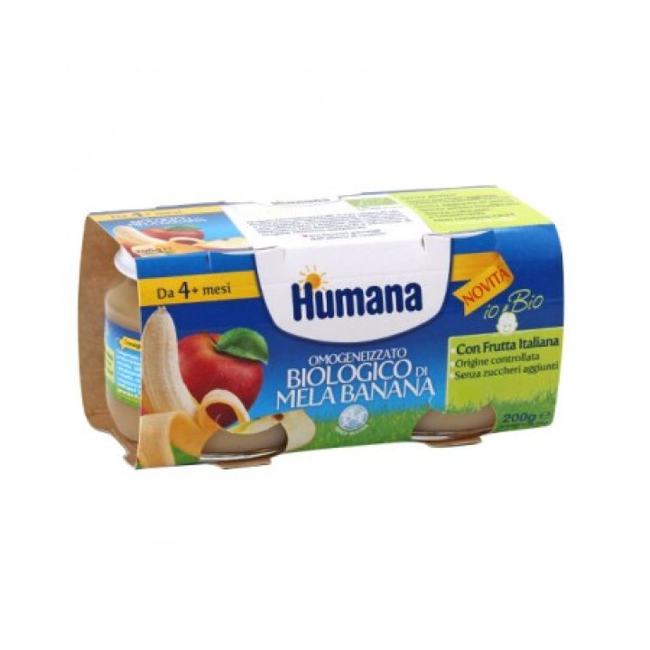 HUMANA OMOGENEIZZATO MELA/BANANA BIO 2 VASETTI 100 G