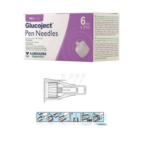 A PER PENNA DA INSULINA GLUCOJECT LUNGHEZZA 6 MM GAUGE 31 100 PEZZI