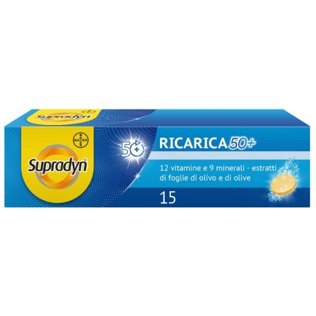 Supradyn Ricarica 50+ Integratore di Vitamine C, D, Selenio e Coenzima Q10 - 15 Compresse Effervescenti