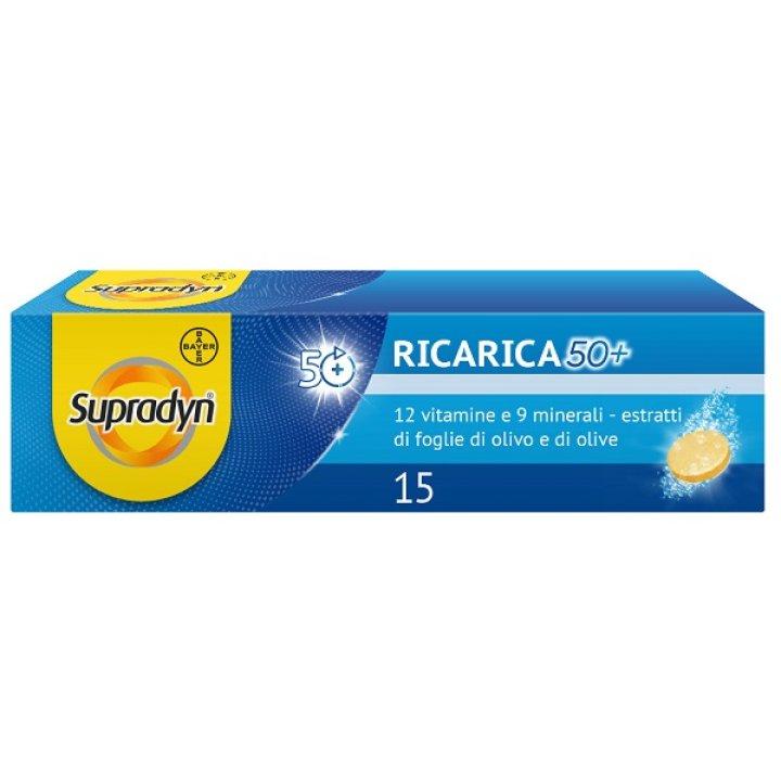 Supradyn Ricarica 50+ Integratore di Vitamine C, D, Selenio e Coenzima Q10 - 15 Compresse Effervescenti