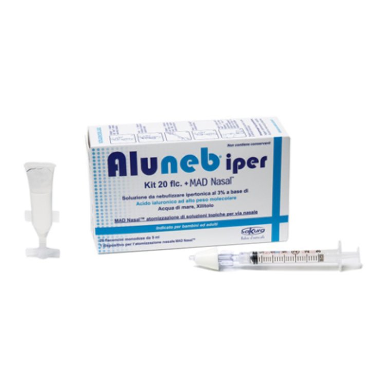 ALUNEB KIT SOLUZIONE IPERTONICA 3% 20 FLACONCINI + MAD NASAL ATOMIZZATORE