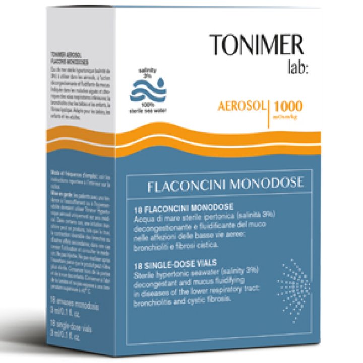 Tonimer Lab Aerosol acqua di mare ipertonica decongestionante e fluidificante - 18 Flaconcini 3 ml Monodose