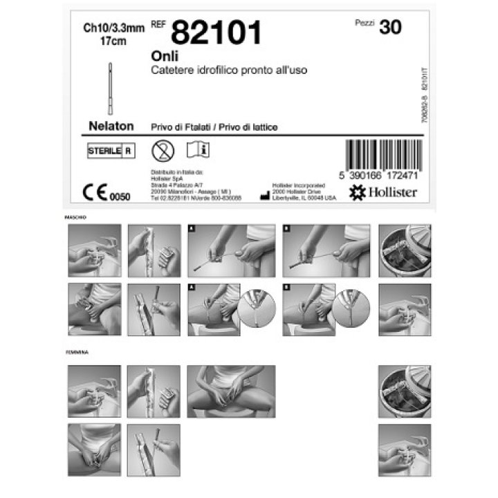 CATETERE IDROFILICO ONLI 17 CM CH 10 30 PEZZI