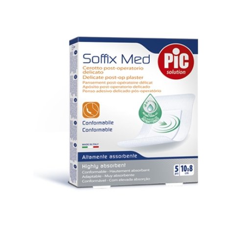 CEROTTO PIC SOFFIX MED IN TNT CON TAMPONE CENTRALE ASSORBENTE STERILE MONOUSO 10X8 CM ANTIBATTERICO 5 PEZZI