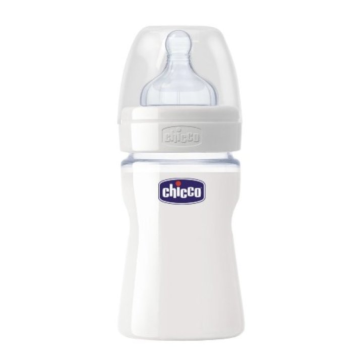 CHICCO BIBERON WELL BEING IN VETRO NON DECORATORATO DA 150 ML NORMAL SILICONE