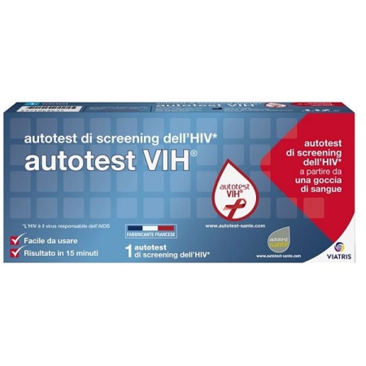 AUTOTEST VIH SCREENING DELL\'HIV CONTIENE 1 AUTOTEST + SOLUZIONE + BISTURI + CEROTTO + GARZA + SALVIETTA DISINFETTANTE