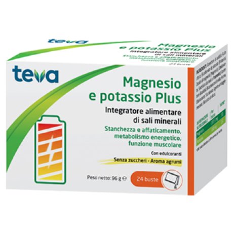 MAGNESIO POTASSIO PLUS TEVA 24 BUSTINE SENZA ZUCCHERI AROMA AGRUMI