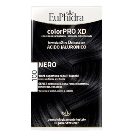 EUPHIDRA COLORPRO XD 100 NERO GEL COLORANTE CAPELLI IN FLACONE + ATTIVANTE + BALSAMO + GUANTI