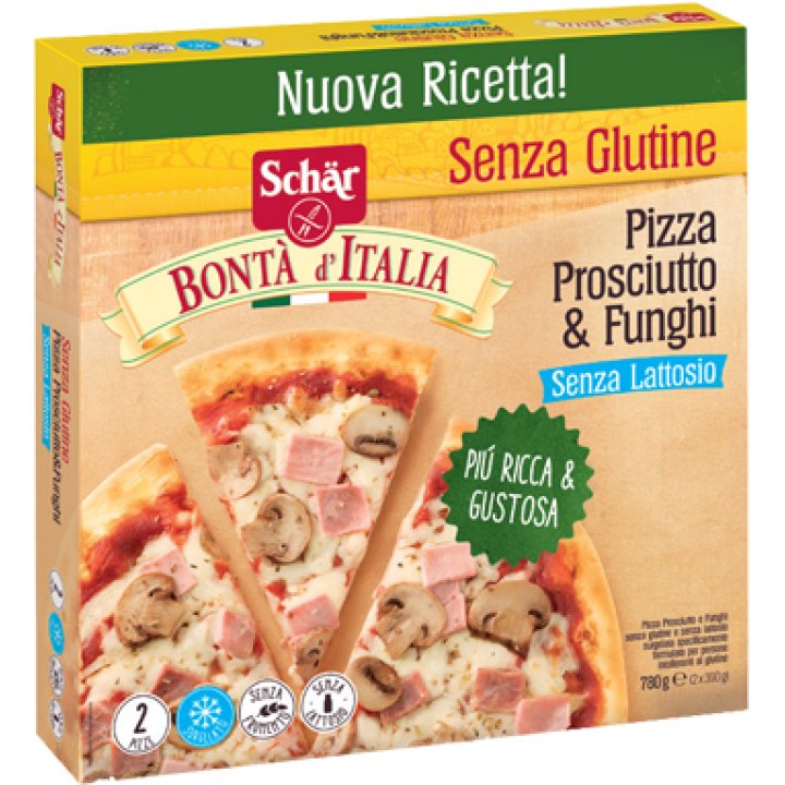 SCHAR SURGELATI PIZZA PROSCIUTTO & FUNGHI BONTA\'ITALIA 2 PEZZI X 390 G