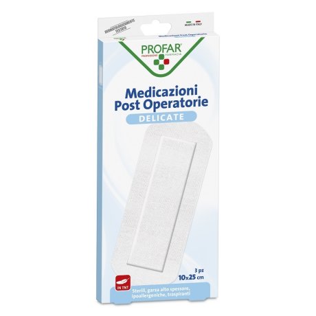 MEDICAZIONE POST OPERATORIA STERILE GARZA ANTIADERENTE 10X25 CM 3 PEZZI PROFAR