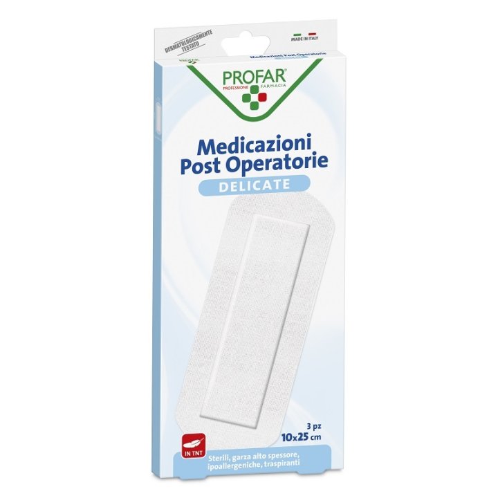 MEDICAZIONE POST OPERATORIA STERILE GARZA ANTIADERENTE 10X25 CM 3 PEZZI PROFAR